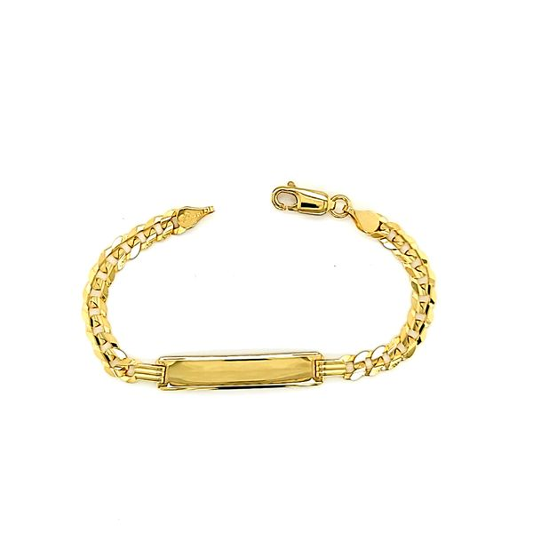 14k Yellow Gold 4.5mm Curb Link Children's ID Bracelet Arezzo Jewelers Elmwood Park, IL