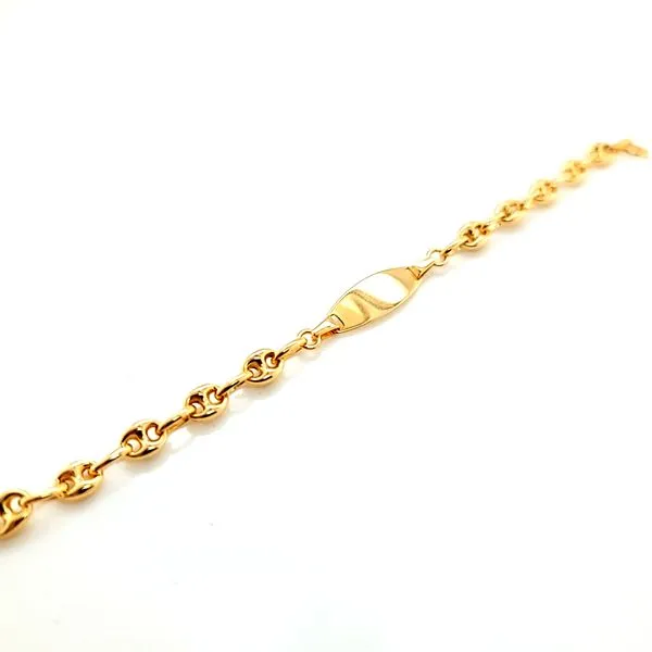 14k Yellow Gold Puffed Marina Link Children's Bracelet Image 2 Arezzo Jewelers Elmwood Park, IL