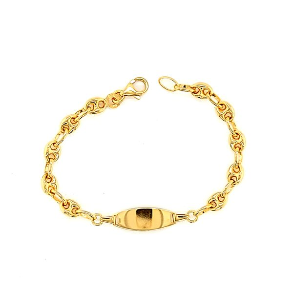 14k Yellow Gold Puffed Marina Link Children's Bracelet Arezzo Jewelers Elmwood Park, IL