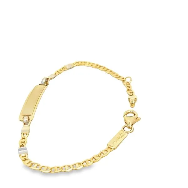 18K Two Tone Gold Baby ID Bracelet with Anchor Links Image 2 Arezzo Jewelers Elmwood Park, IL