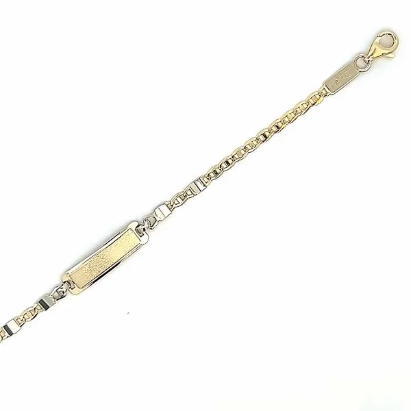 18K Two Tone Gold Baby ID Bracelet with Anchor Links Image 4 Arezzo Jewelers Elmwood Park, IL