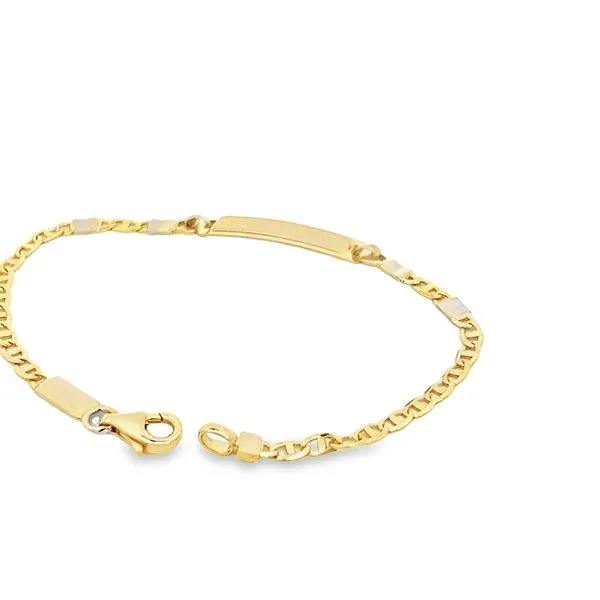 18K Two Tone Gold Baby ID Bracelet with Anchor Links Image 5 Arezzo Jewelers Elmwood Park, IL