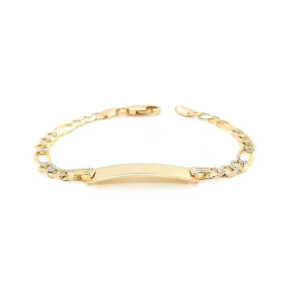 14k Yellow Gold Figaro Link ID Youth Bracelet Image 2 Arezzo Jewelers Elmwood Park, IL