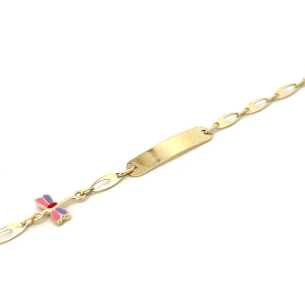 14K Yellow Gold Children's Fancy Link ID Bracelet Image 2 Arezzo Jewelers Elmwood Park, IL