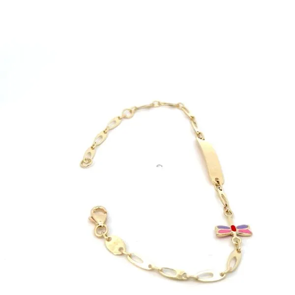 14K Yellow Gold Children's Fancy Link ID Bracelet Image 4 Arezzo Jewelers Elmwood Park, IL