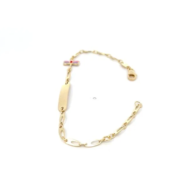 14K Yellow Gold Children's Fancy Link ID Bracelet Image 5 Arezzo Jewelers Elmwood Park, IL