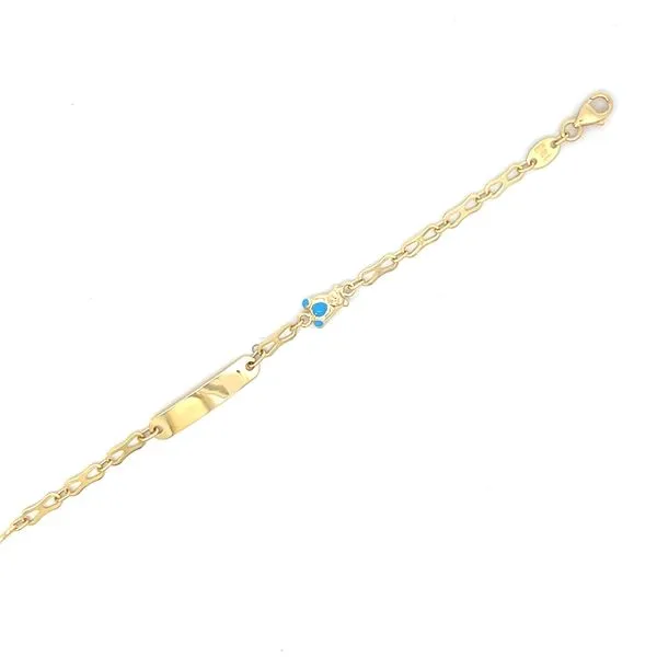 14K Yellow Gold Childrens Fancy Link ID Bracelet Image 2 Arezzo Jewelers Elmwood, IL