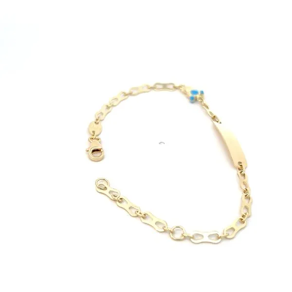 14K Yellow Gold Childrens Fancy Link ID Bracelet Image 3 Arezzo Jewelers Elmwood, IL