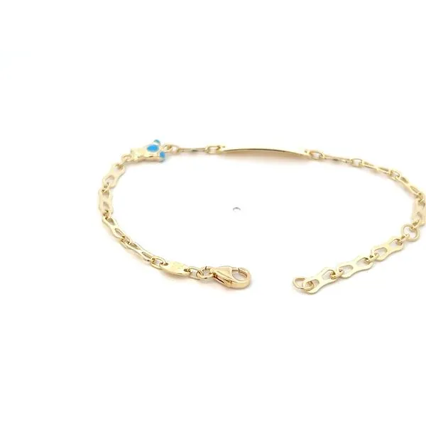 14K Yellow Gold Childrens Fancy Link ID Bracelet Image 4 Arezzo Jewelers Elmwood, IL
