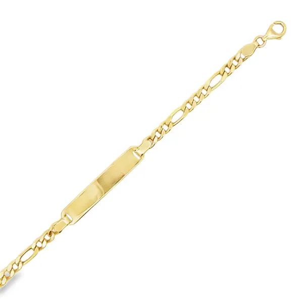 14K Yellow Gold Childrens Figaro Link ID Bracelet Image 2 Arezzo Jewelers Elmwood Park, IL