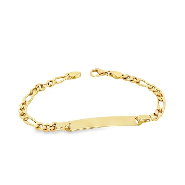14K Yellow Gold Childrens Figaro Link ID Bracelet Image 3 Arezzo Jewelers Elmwood Park, IL