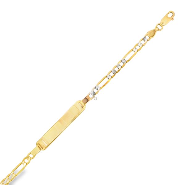 14k Two Tone Childrens Figaro Link ID Bracelet Image 2 Arezzo Jewelers Elmwood Park, IL