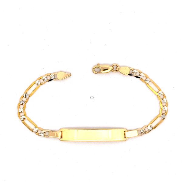 14k Two Tone Childrens Figaro Link ID Bracelet Arezzo Jewelers Elmwood Park, IL