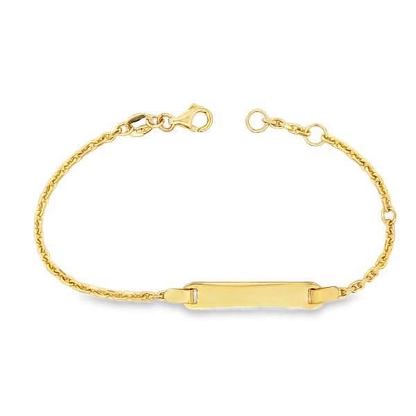 14K Yellow Gold Childrens Cable Link ID Bracelet Arezzo Jewelers Elmwood Park, IL