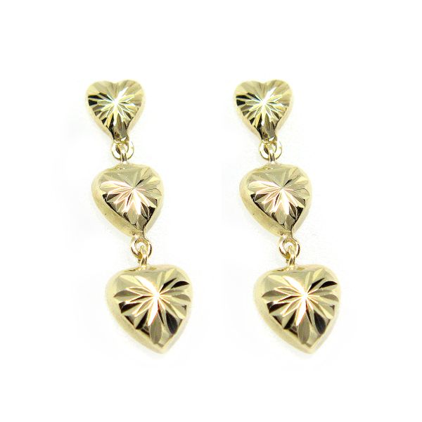 Yellow Gold Heart Drop Earrings Arezzo Jewelers Elmwood Park, IL