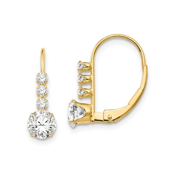 14k CZ Leverback Earrings Arezzo Jewelers Elmwood Park, IL