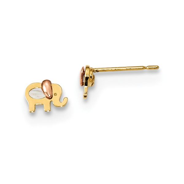 14k Two-Tone Childrens Elephant Post Earrings Arezzo Jewelers Elmwood Park, IL