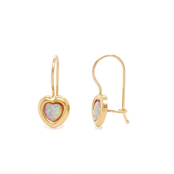 14k Yellow Gold Opal Heart Earrings Arezzo Jewelers Elmwood Park, IL