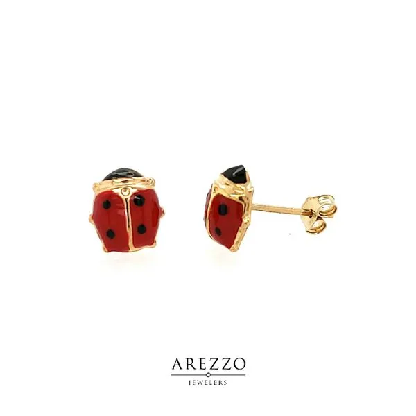 18k Yellow Gold Children's Ladybug Stud Earrings Arezzo Jewelers Elmwood Park, IL