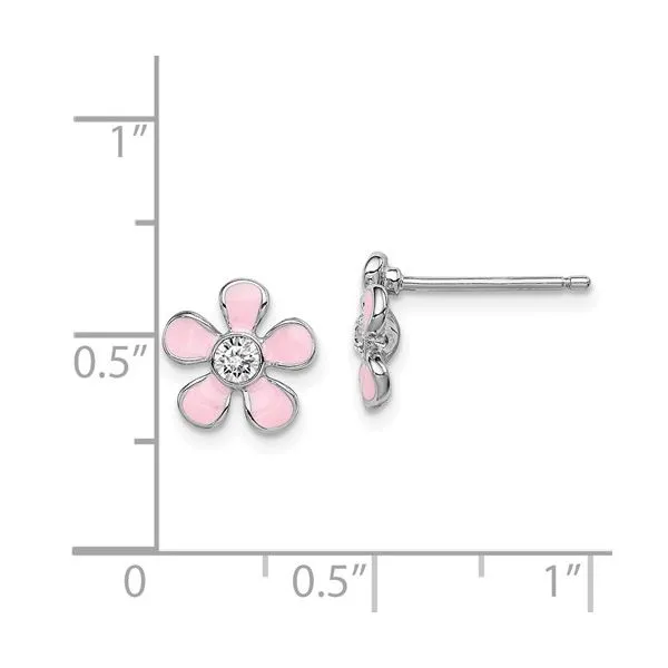 Silver Rhodium-Plated Enamel Swarovski Flower Earrings Image 3 Arezzo Jewelers Elmwood Park, IL