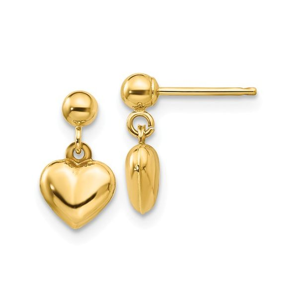 14k Puffed Heart Dangle Earrings Arezzo Jewelers Elmwood Park, IL