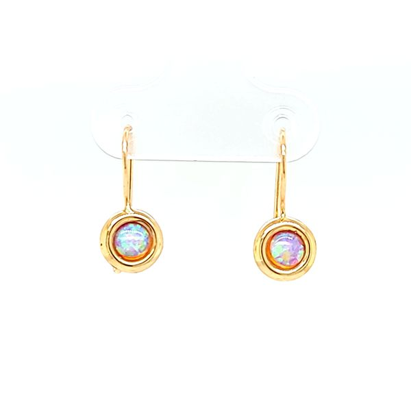 14k Yellow Gold Opal Drop Leverback Earrings Arezzo Jewelers Elmwood Park, IL