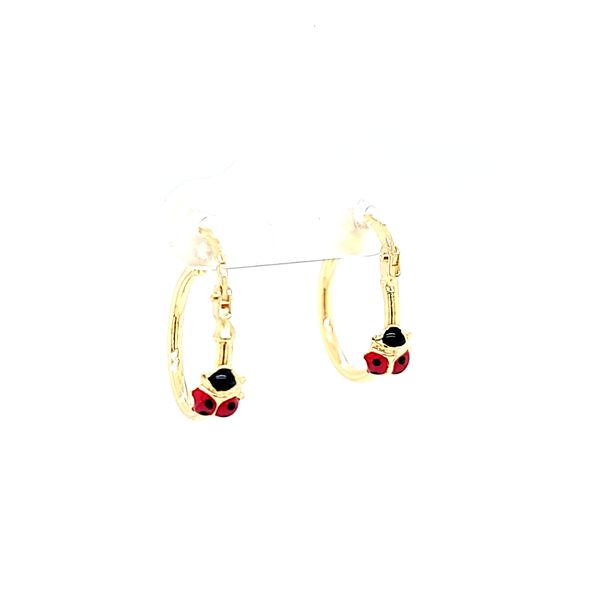 18k Yellow Gold Ladybug Hoop Children's Earrings Arezzo Jewelers Elmwood Park, IL