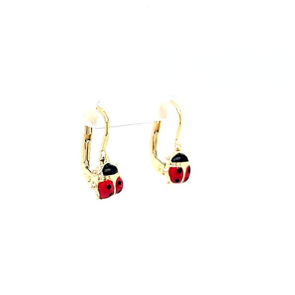 18k Yellow Gold Ladybug Leverback Children's Earrings Image 2 Arezzo Jewelers Elmwood Park, IL