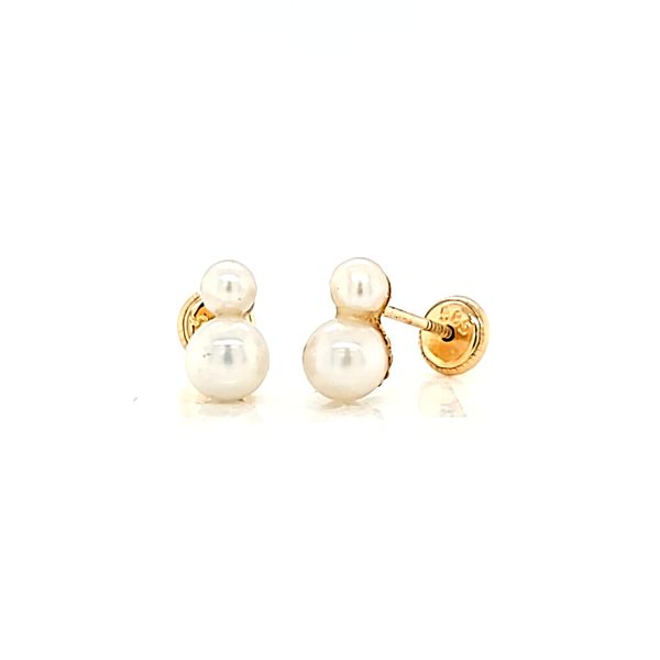 14kt Yellow Gold Stacked Pearl Stud Earrings Arezzo Jewelers Elmwood Park, IL