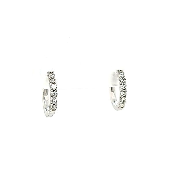 14kt White Small Diamond Huggie Earrings Arezzo Jewelers Elmwood Park, IL