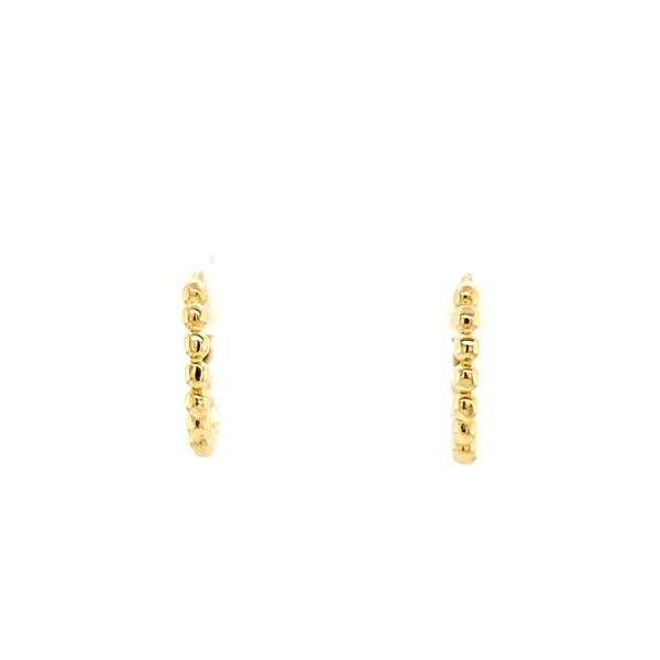 14kt Yellow Gold Small 12mm Beaded Huggie Earrings Image 2 Arezzo Jewelers Elmwood Park, IL