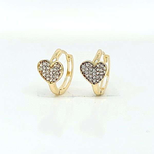 14k Yellow Gold CZ Heart Children's Huggie Earrings Arezzo Jewelers Elmwood Park, IL