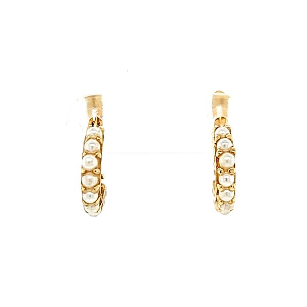 14kt Yellow Gold Small Pearl Hoop Earrings Arezzo Jewelers Elmwood Park, IL