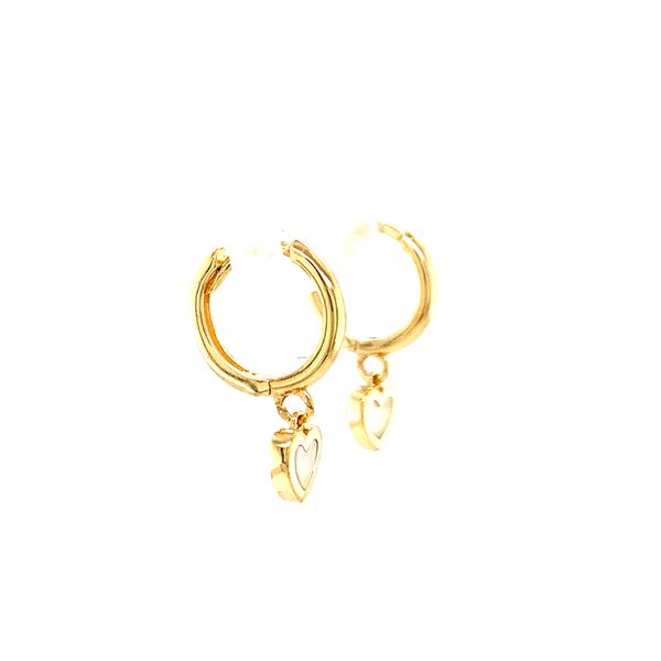 14k Yellow GoldHeart Huggie Earrings Image 2 Arezzo Jewelers Elmwood Park, IL
