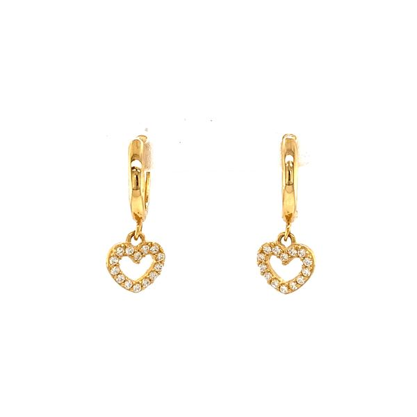 14k Yellow Gold CZ Heart Earrings Arezzo Jewelers Elmwood Park, IL