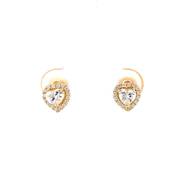 14k Yellow Gold Heart Halo Stud Earrings Arezzo Jewelers Elmwood Park, IL