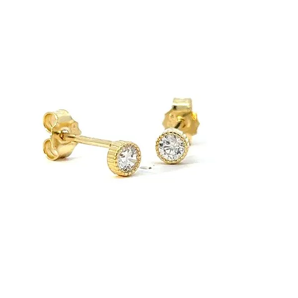 14k Yellow Gold 3.9mm CZ Stud Earrings Image 2 Arezzo Jewelers Elmwood, IL