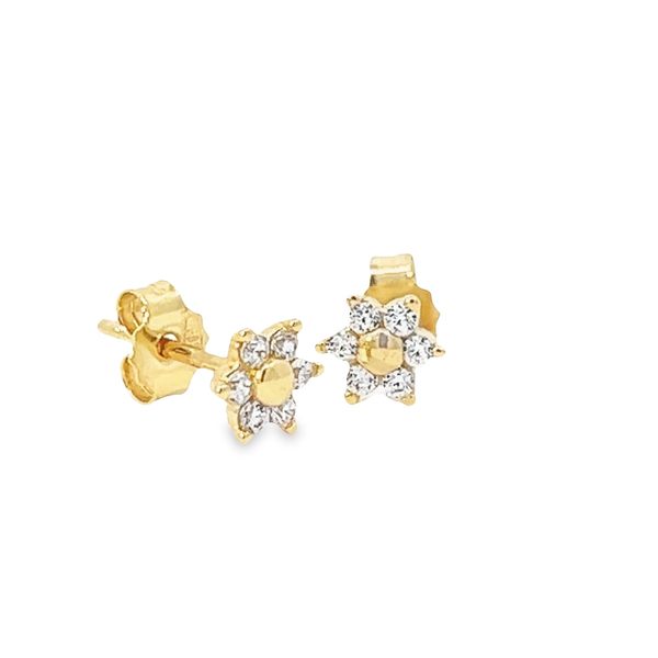 14k White Gold 6mm CZ Stud Earrings Image 2 Arezzo Jewelers Elmwood Park, IL