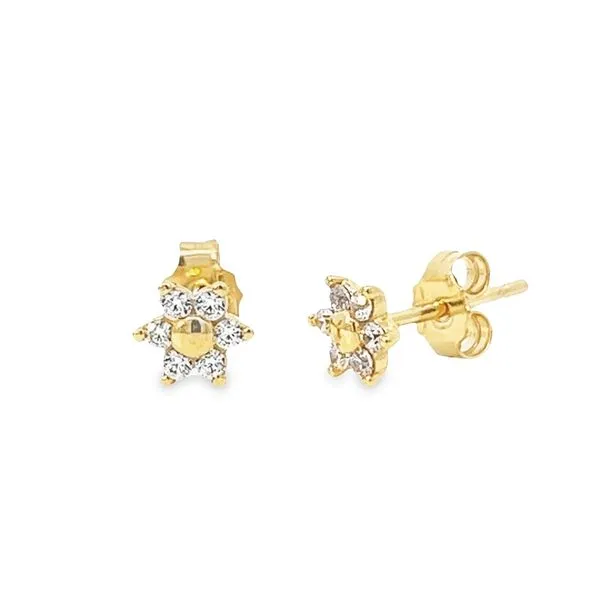 14k White Gold 6mm CZ Stud Earrings Arezzo Jewelers Elmwood Park, IL