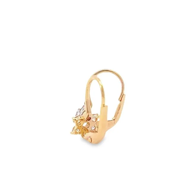 14K Yellow Gold Lever Back CZ Flower Earrings Image 3 Arezzo Jewelers Elmwood Park, IL