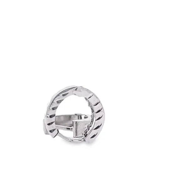 14K White Gold Small CZ Huggie Earrings Image 3 Arezzo Jewelers Elmwood Park, IL