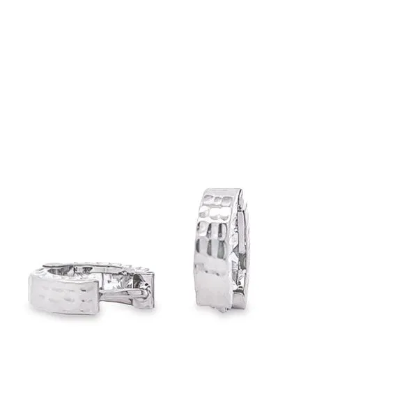 14K White Gold Small CZ Huggie Earrings Image 4 Arezzo Jewelers Elmwood Park, IL