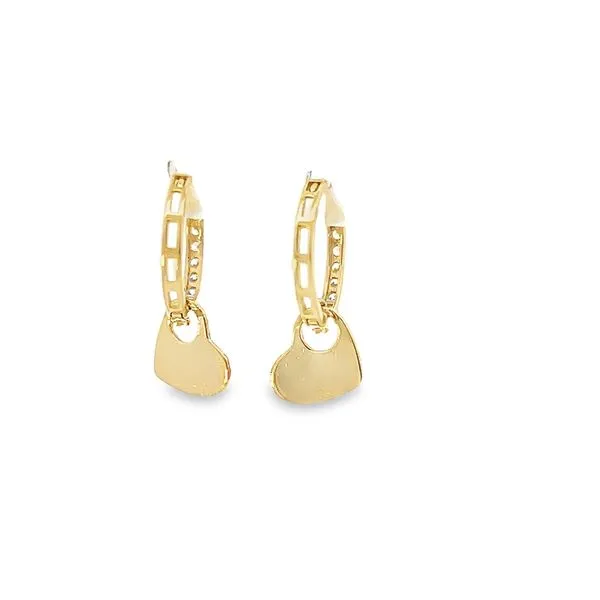 14K Yellow Gold Dangling Heart Huggie Children's Earrings Image 3 Arezzo Jewelers Elmwood Park, IL