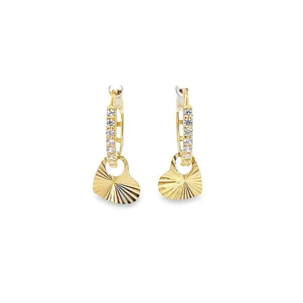 14K Yellow Gold Dangling Heart Huggie Children's Earrings Arezzo Jewelers Elmwood Park, IL