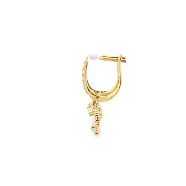 14K Yellow Gold CZ Dangling Heart Children's Earrings Image 2 Arezzo Jewelers Elmwood Park, IL