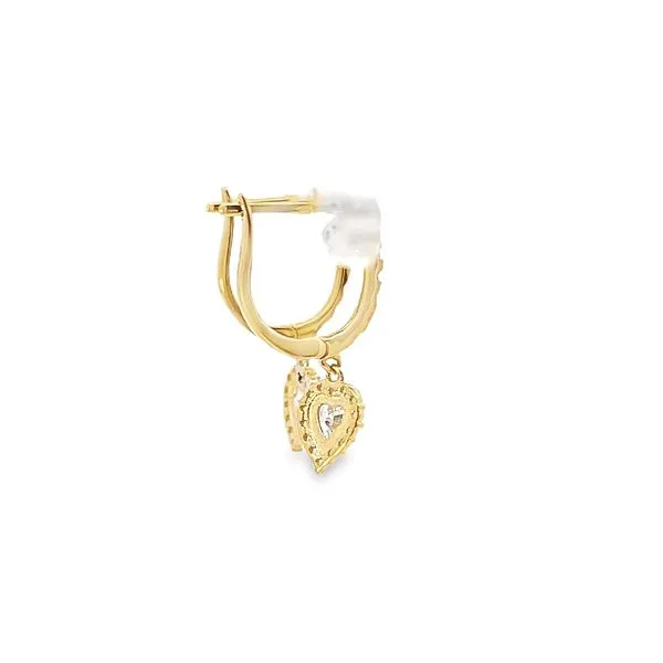 14K Yellow Gold CZ Dangling Heart Children's Earrings Image 3 Arezzo Jewelers Elmwood Park, IL