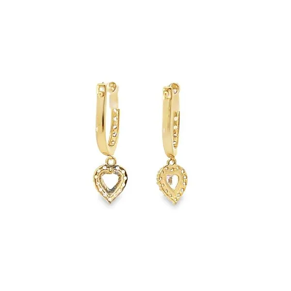 14K Yellow Gold CZ Dangling Heart Children's Earrings Image 4 Arezzo Jewelers Elmwood Park, IL