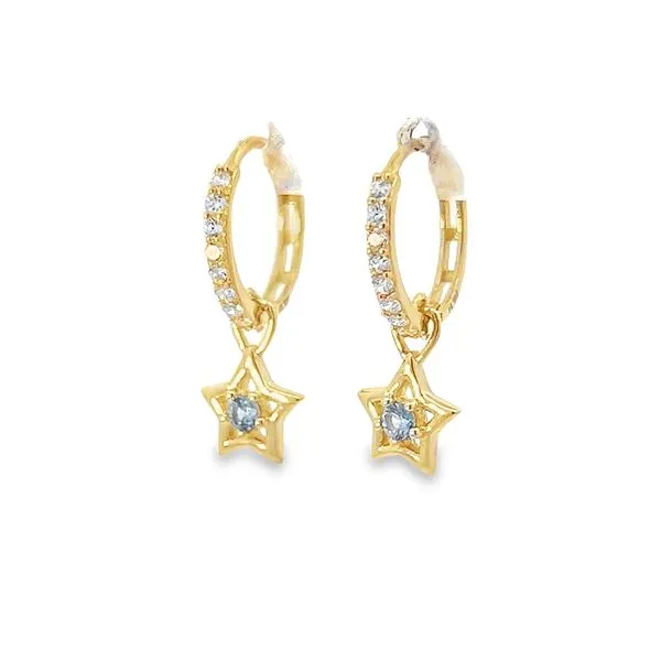 14K Yellow Gold Children's Star Dangle Earrings Image 3 Arezzo Jewelers Elmwood Park, IL
