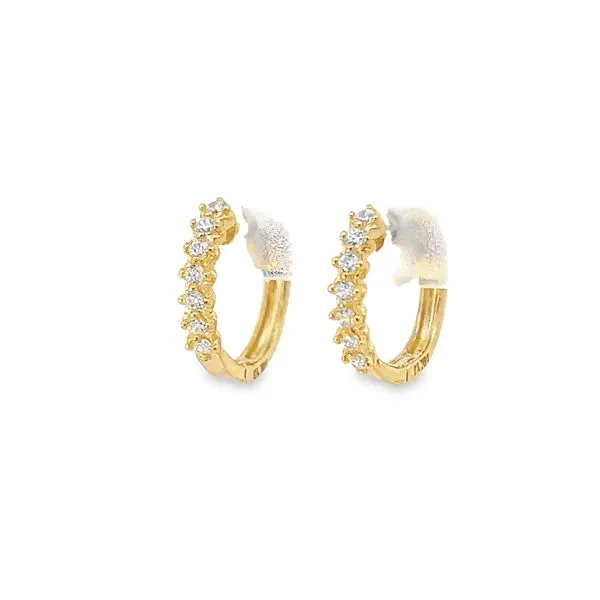14K Yellow Gold Children's CZ Huggie Earrings Image 2 Arezzo Jewelers Elmwood Park, IL