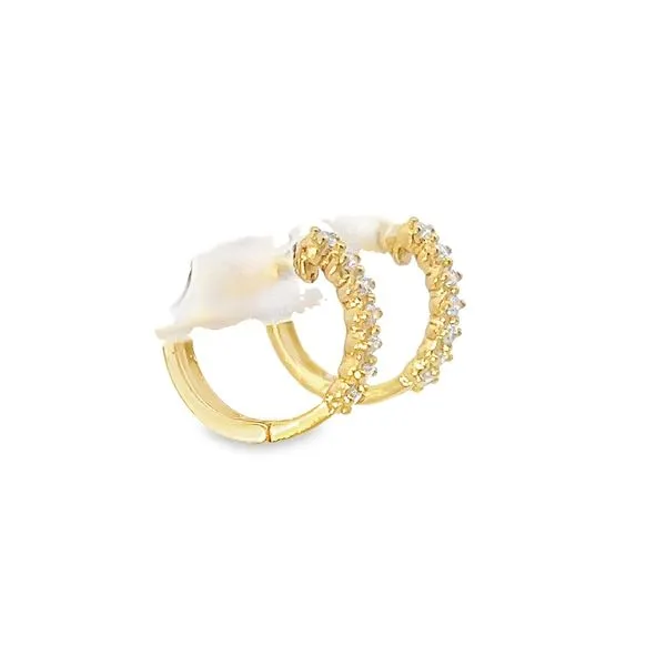14K Yellow Gold Children's CZ Huggie Earrings Image 3 Arezzo Jewelers Elmwood Park, IL